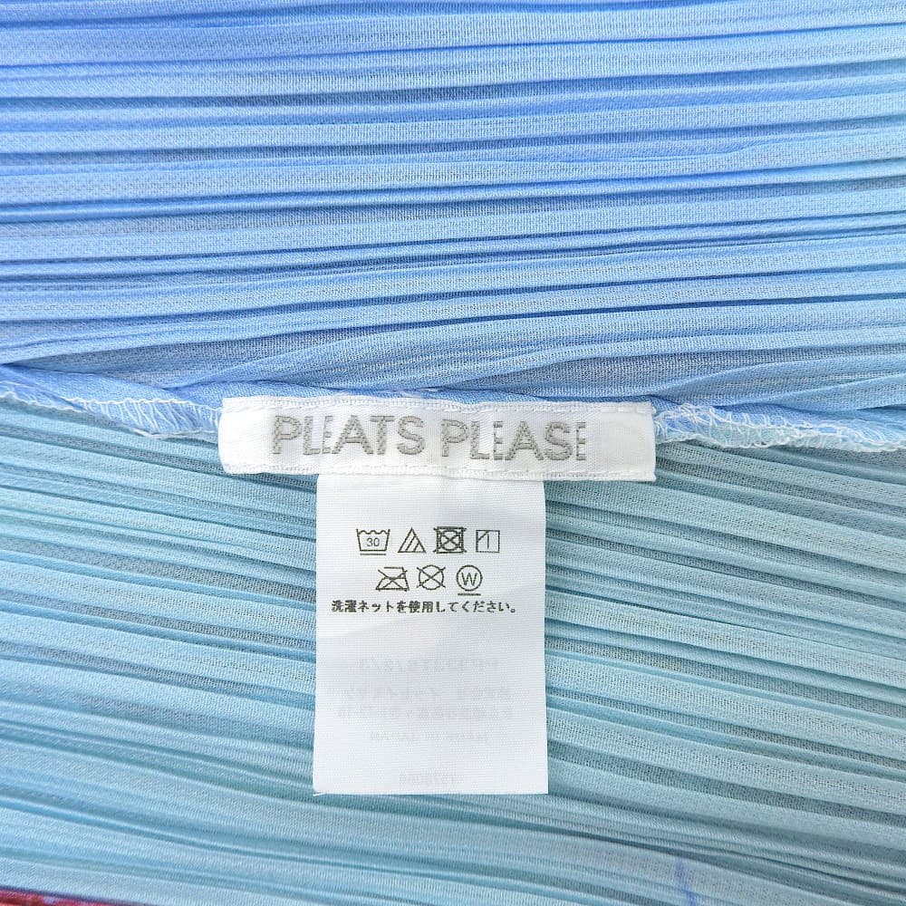PLEATS PLEASE プリーツプリーズ 美品 ポリエステル Tropical Winter/トロピカルウィンター プリーツカットソー ブルー 3 PP33JT672 23AW トップス