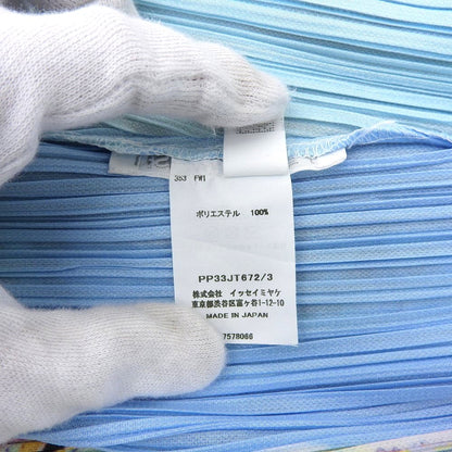 PLEATS PLEASE プリーツプリーズ 美品 ポリエステル Tropical Winter/トロピカルウィンター プリーツカットソー ブルー 3 PP33JT672 23AW トップス