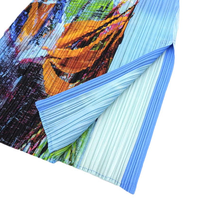 PLEATS PLEASE プリーツプリーズ 美品 ポリエステル Tropical Winter/トロピカルウィンター プリーツカットソー ブルー 3 PP33JT672 23AW トップス