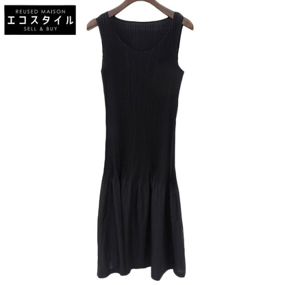 ISSEY MIYAKE 三宅一生 涤纶 褶皱拼接 无袖连衣裙 女士 黑色 M IM02FH919 连衣裙