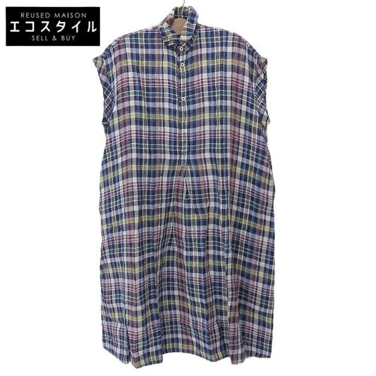 45R Excellent condition Indian Linen Madras Flare M Dress Women's Multi-color 70550272 Dress