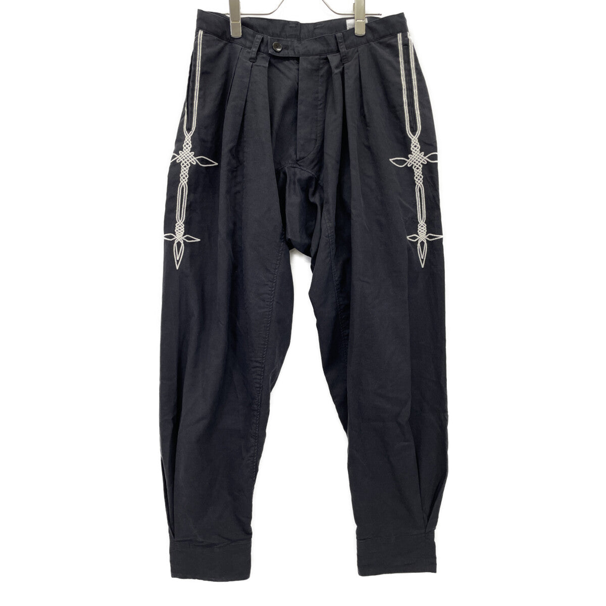 VERYTAGE Black x White Linen Blend ZWIDER Embroidery Bottoms 2 Men's