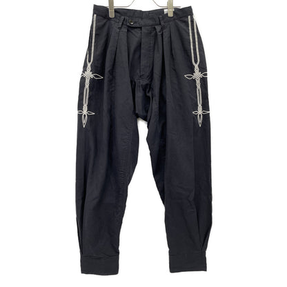 VERYTAGE Black x White Linen Blend ZWIDER Embroidery Bottoms 2 Men's