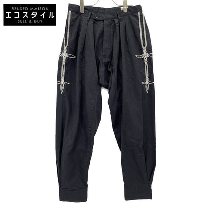 VERYTAGE Black x White Linen Blend ZWIDER Embroidery Bottoms 2 Men's