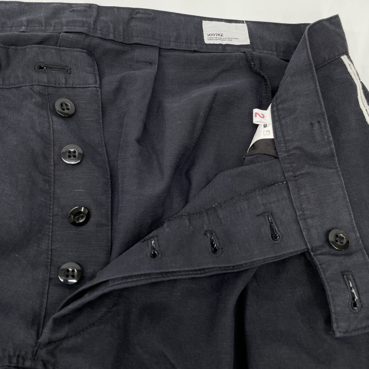 VERYTAGE Black x White Linen Blend ZWIDER Embroidery Bottoms 2 Men's