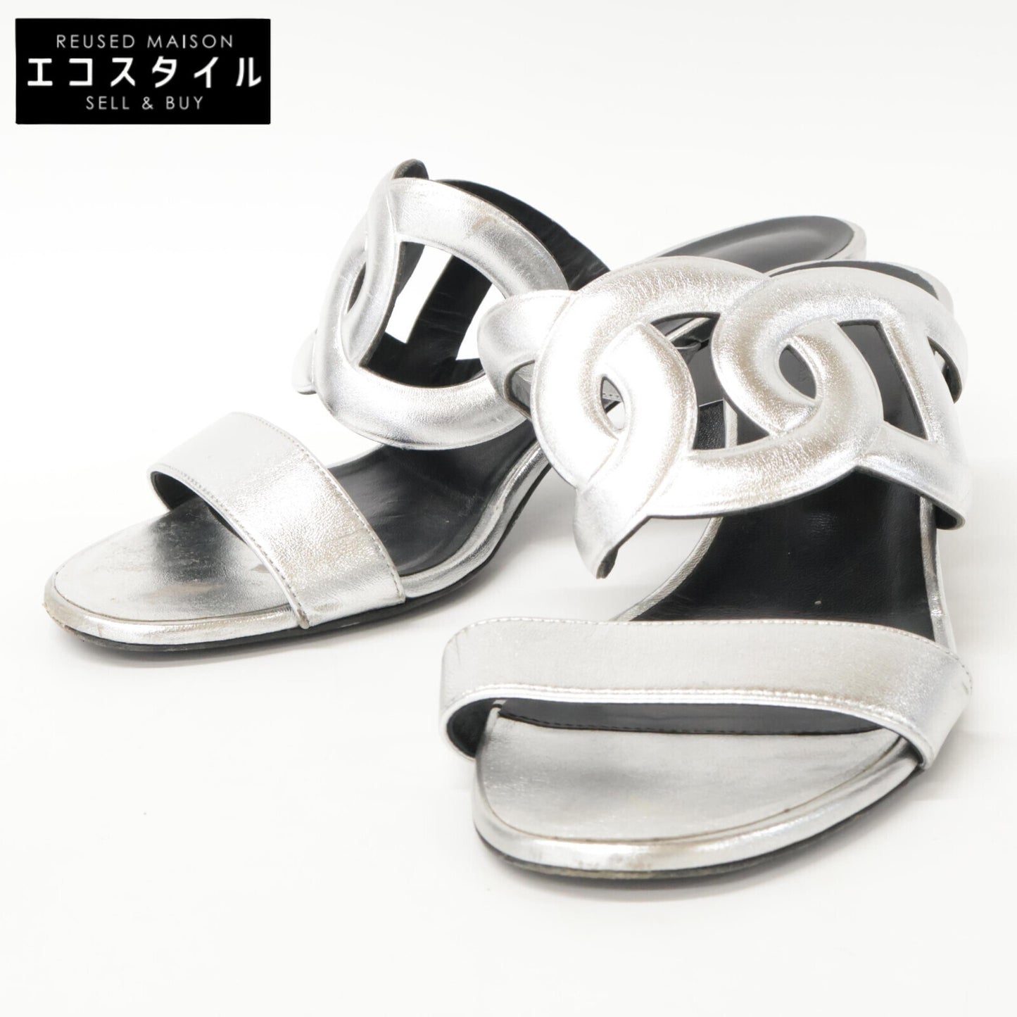 HERMES H202180Z Bikini sandal Chaine d'Ancre motif metallic nappa chunky heel shoes