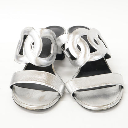 HERMES H202180Z Bikini sandal Chaine d'Ancre motif metallic nappa chunky heel shoes