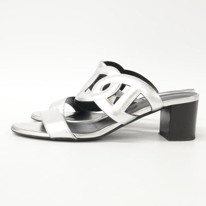 HERMES H202180Z Bikini sandal Chaine d'Ancre motif metallic nappa chunky heel shoes