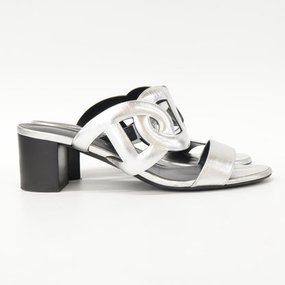 HERMES H202180Z Bikini sandal Chaine d'Ancre motif metallic nappa chunky heel shoes