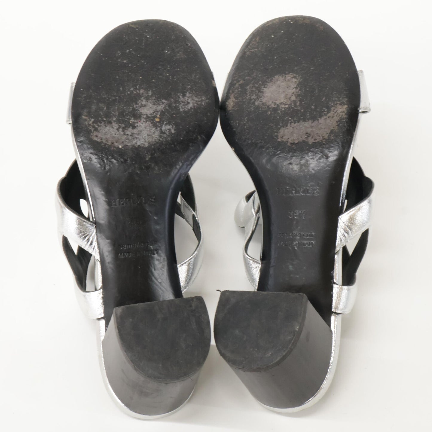 HERMES H202180Z Bikini sandal Chaine d'Ancre motif metallic nappa chunky heel shoes
