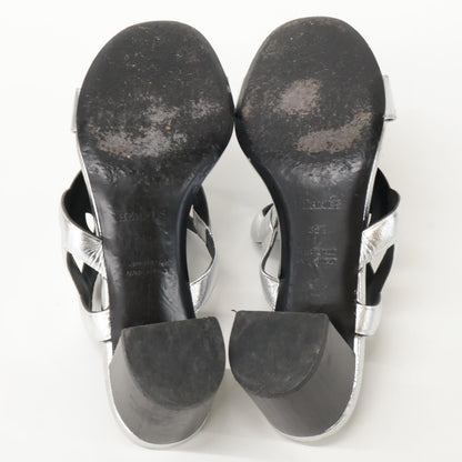 HERMES H202180Z Bikini sandal Chaine d'Ancre motif metallic nappa chunky heel shoes
