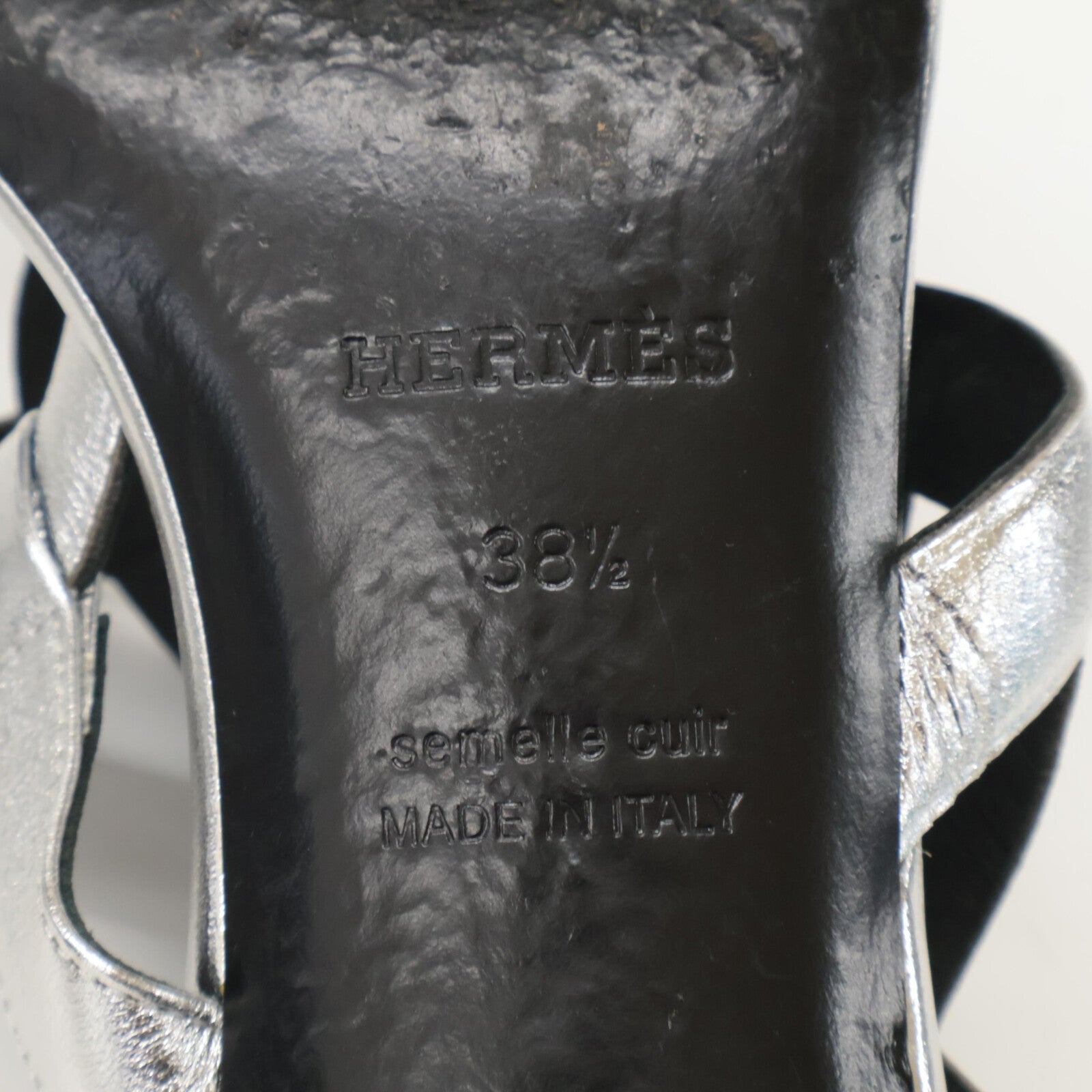 HERMES H202180Z Bikini sandal Chaine d'Ancre motif metallic nappa chunky heel shoes