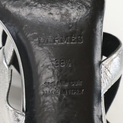 HERMES H202180Z Bikini sandal Chaine d'Ancre motif metallic nappa chunky heel shoes