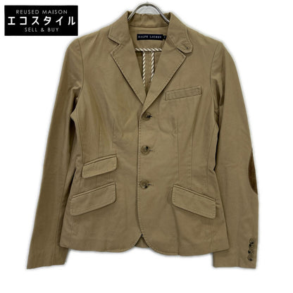 Ralph Lauren Beige Herringbone Suede Arm Patch Jacket 9