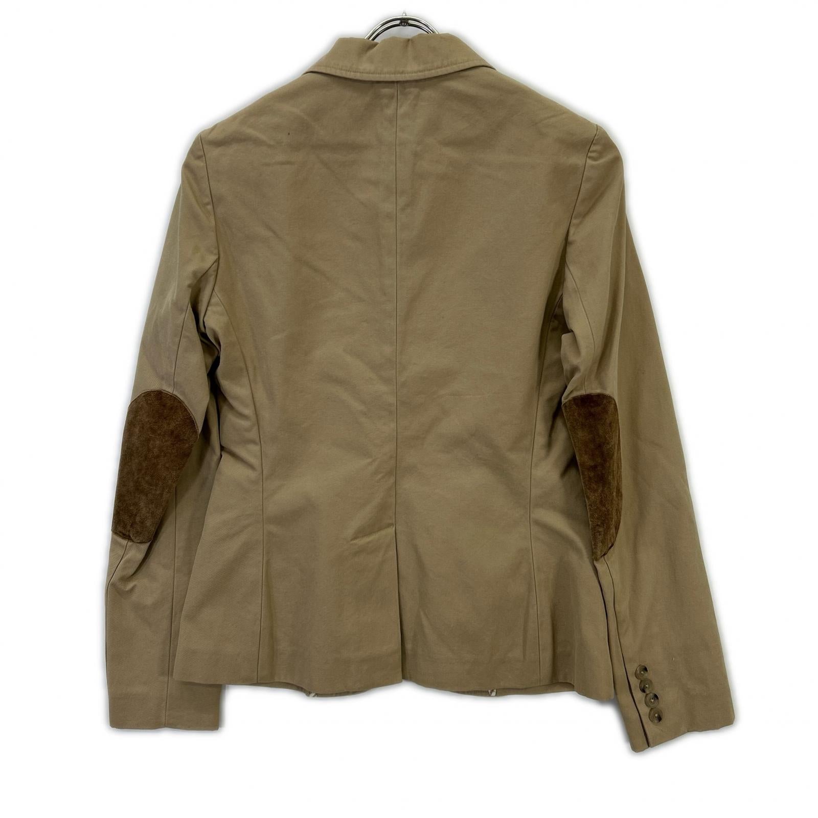 Ralph Lauren Beige Herringbone Suede Arm Patch Jacket 9