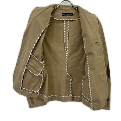 Ralph Lauren Beige Herringbone Suede Arm Patch Jacket 9