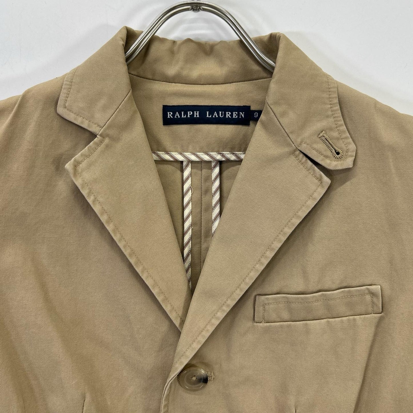 Ralph Lauren Beige Herringbone Suede Arm Patch Jacket 9