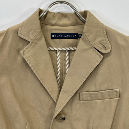 Ralph Lauren Beige Herringbone Suede Arm Patch Jacket 9