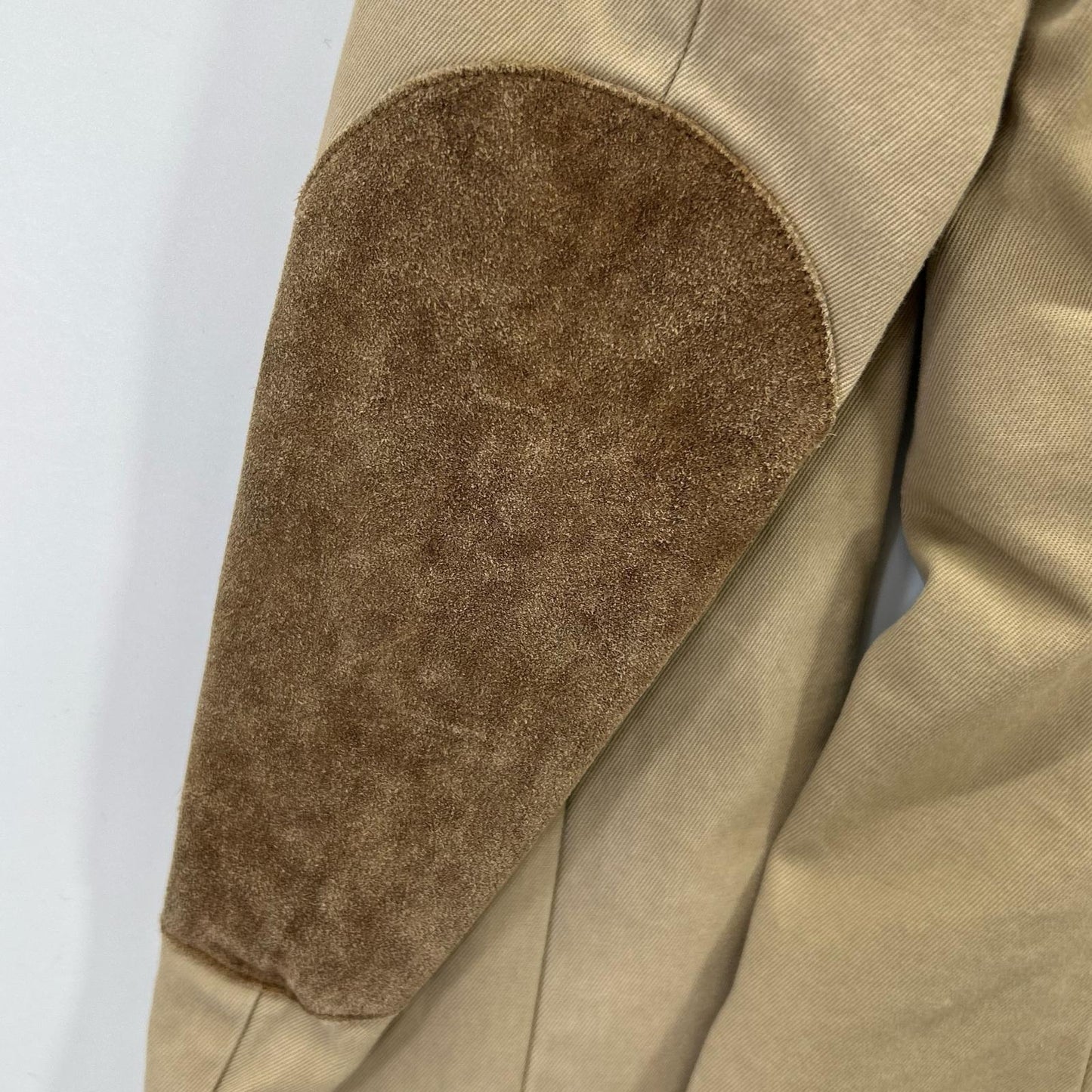 Ralph Lauren Beige Herringbone Suede Arm Patch Jacket 9