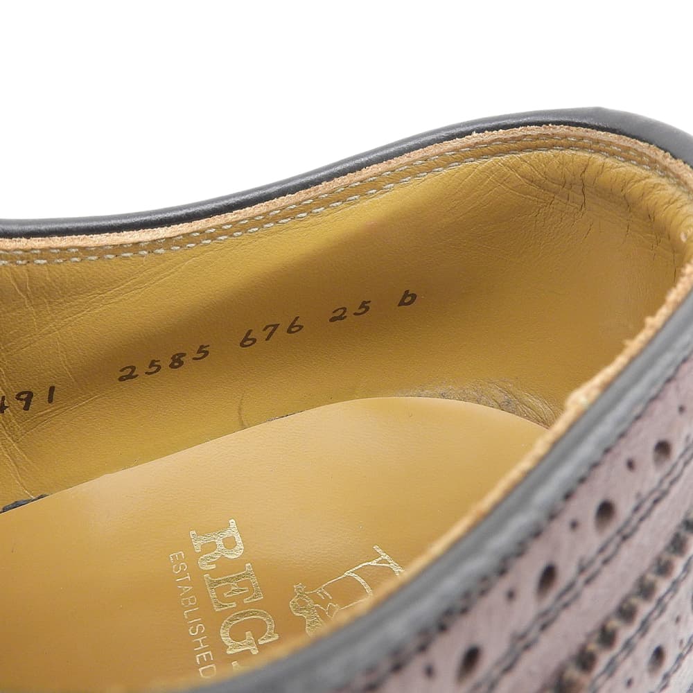 REGAL リーガル グレインレザー ロングウィングチップ ダービーシューズ メンズ ブラウン系 25cm 2585 シューズ 25