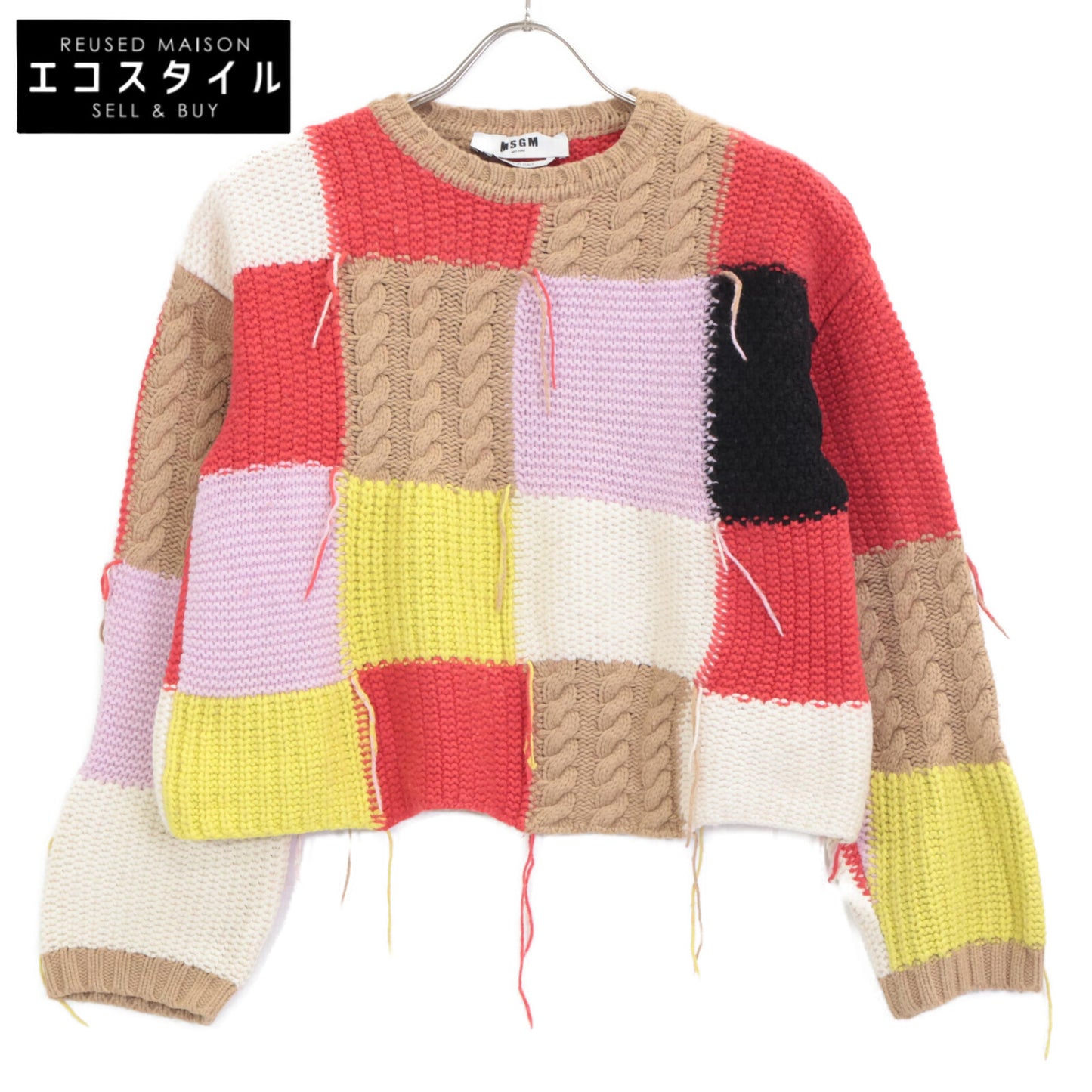MSGM MSGM 3141MDM144 多色 羊毛×尼龙 拼色针织套头衫 上衣 XS 女式