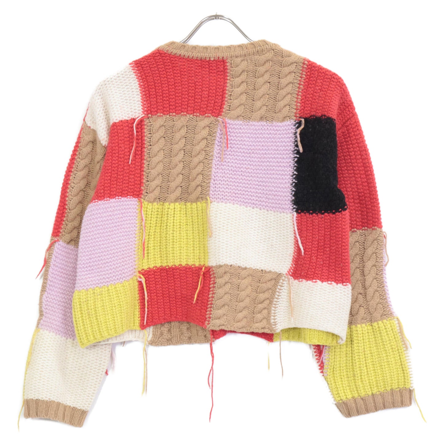 MSGM エムエスジーエム 3141MDM144 マルチカラー ウール×ナイロン パッチワークニットプルオーバー トップス