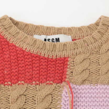 MSGM エムエスジーエム 3141MDM144 マルチカラー ウール×ナイロン パッチワークニットプルオーバー トップス