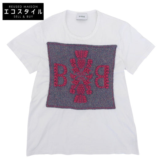 BALLY バリー 美品 コットン×カシミヤ Bロゴ クルーネック ショートスリーブ カットソー Tシャツ レディース ホワイト XS トップス