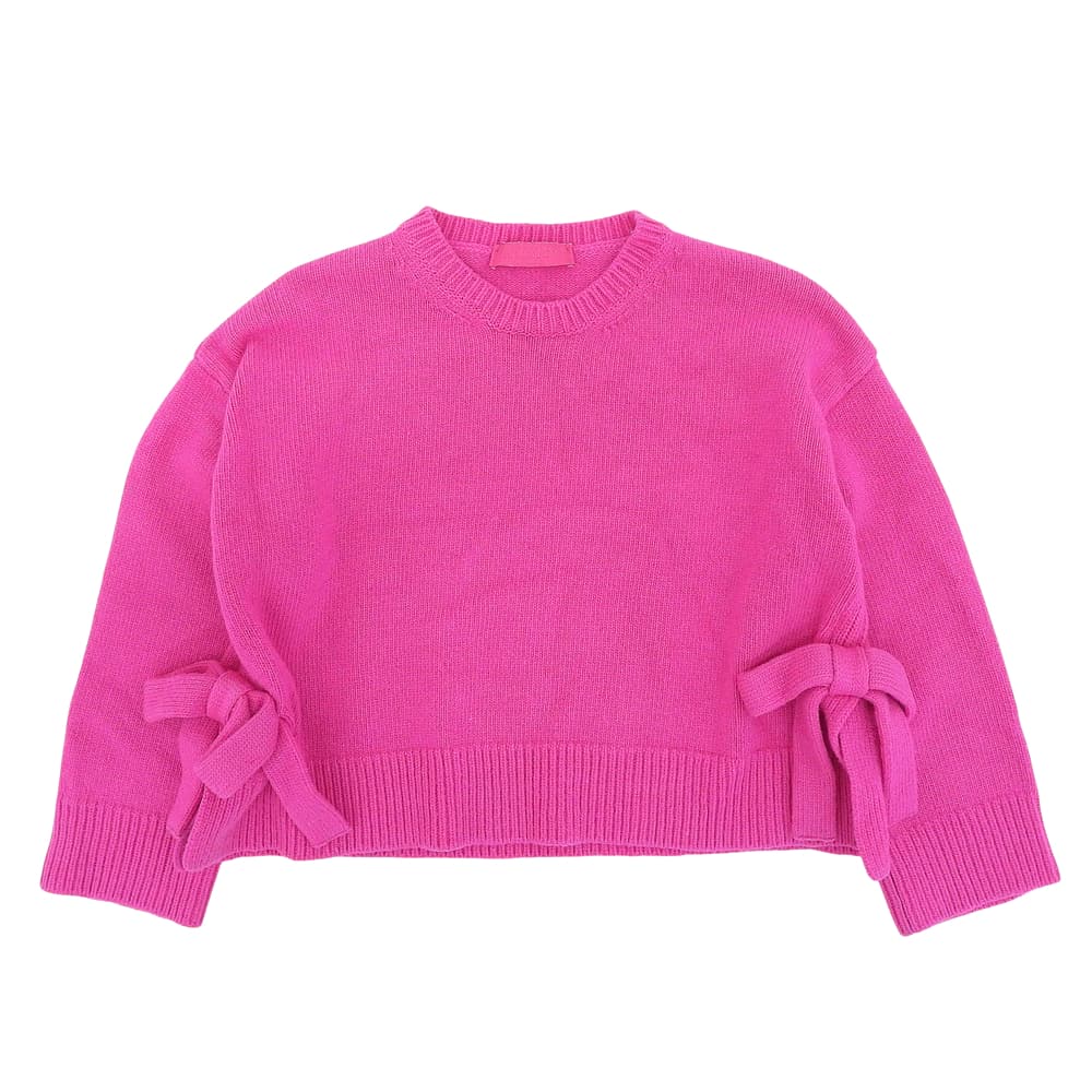 VALENTINO Virgin Wool Side Ribbon Knit Pullover Top Women's Pink XXS 1B0KC40R7KH 22AW