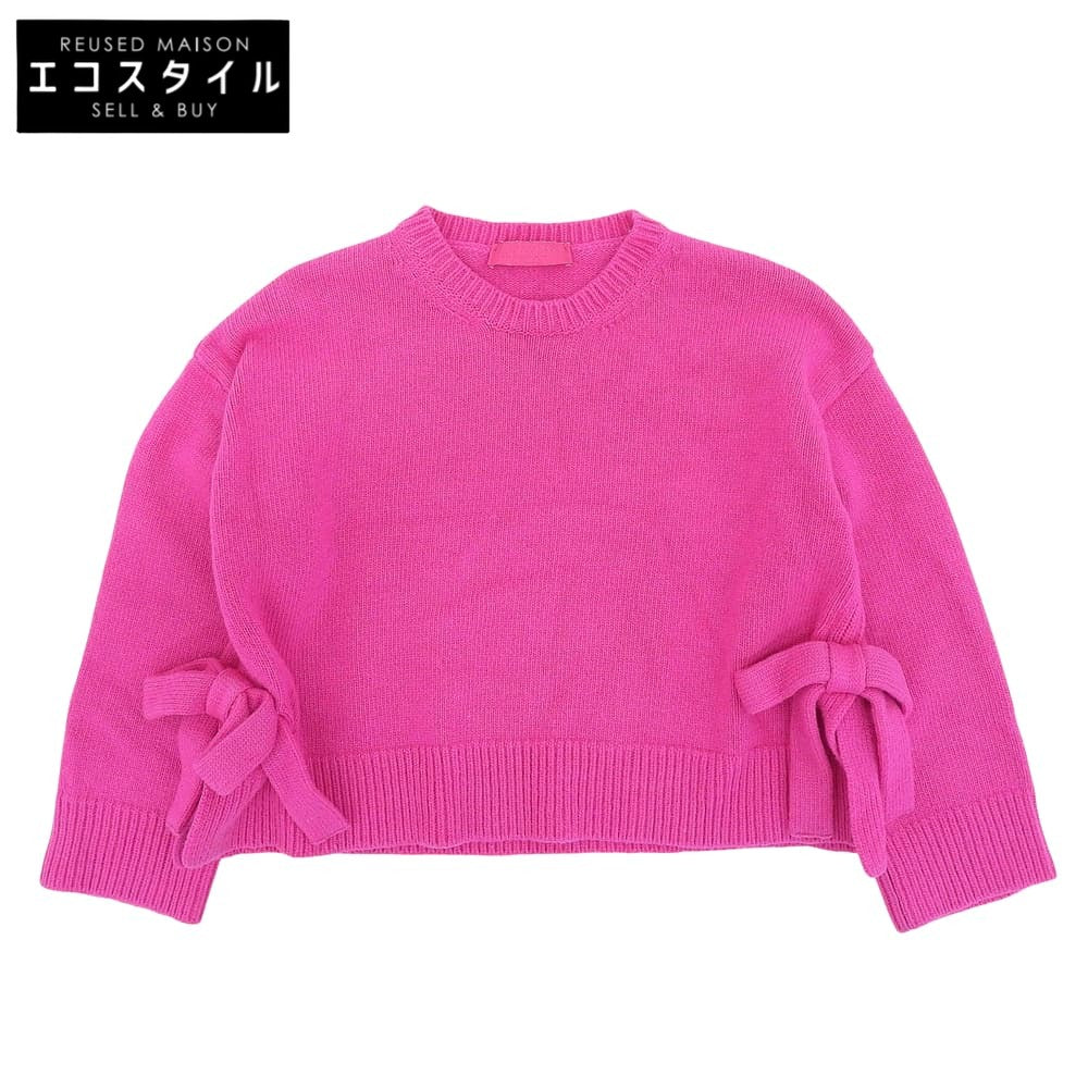 VALENTINO Virgin Wool Side Ribbon Knit Pullover Top Women's Pink XXS 1B0KC40R7KH 22AW