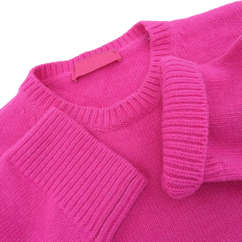 VALENTINO Virgin Wool Side Ribbon Knit Pullover Top Women's Pink XXS 1B0KC40R7KH 22AW