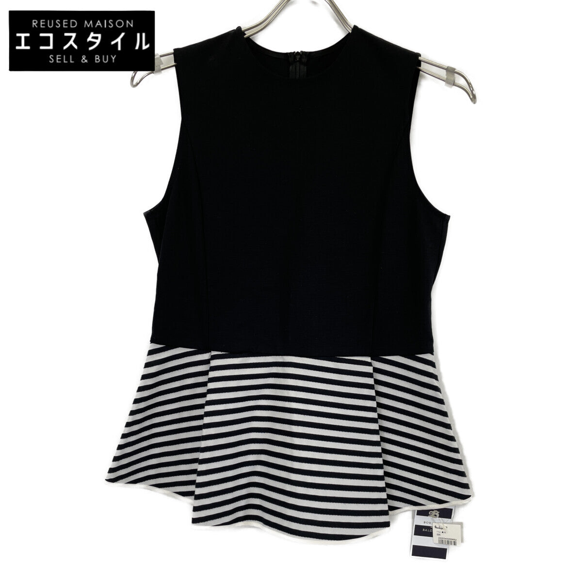 BORDERS at BALCONY BD2211-2D-15 Black Border Peplum Cut-and-Sew Top