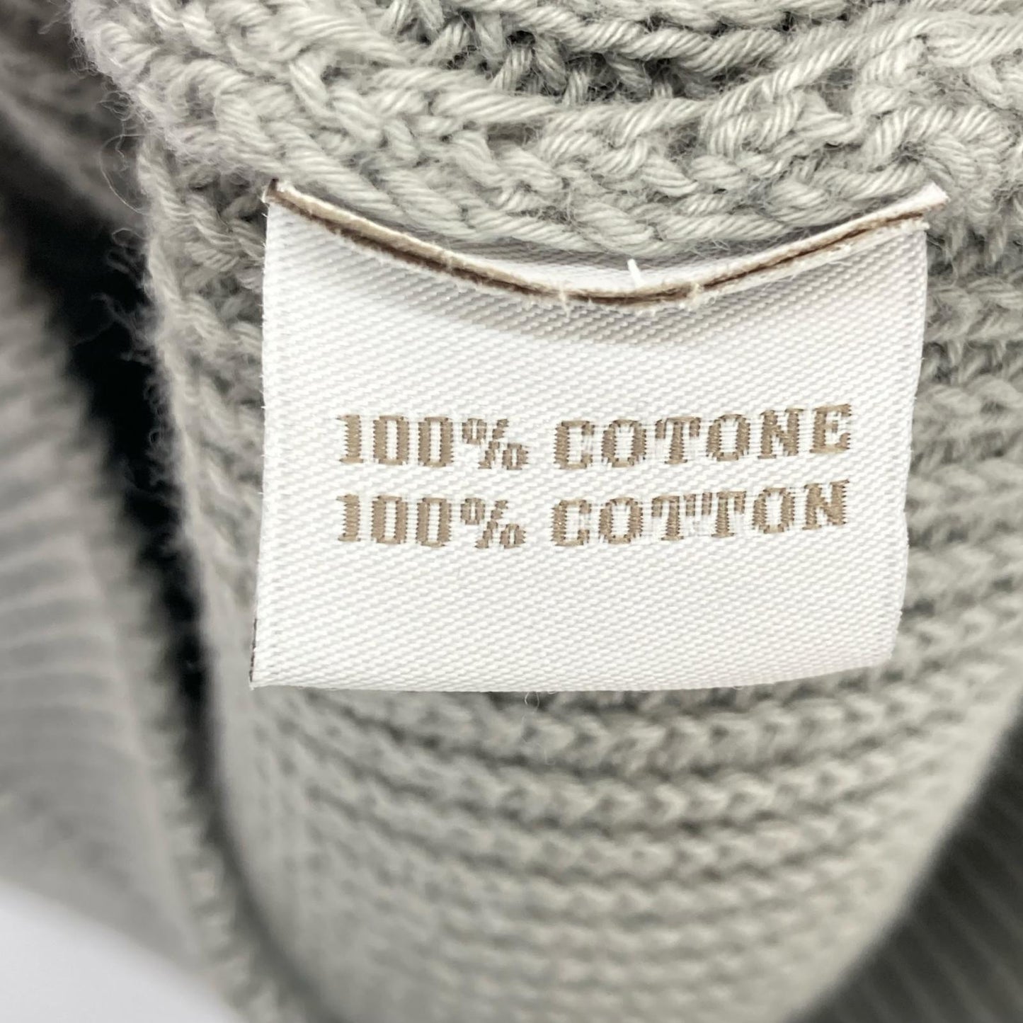 Grey Cotton Crew Neck Long Sleeve Ribbed Knit Pullover Top Men's