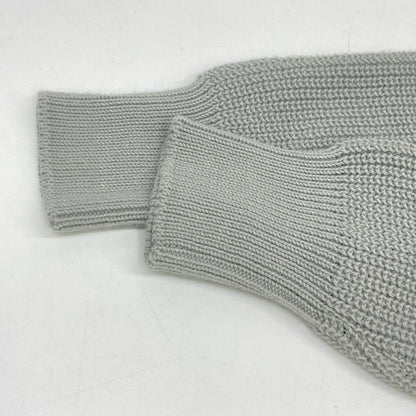 Grey Cotton Crew Neck Long Sleeve Ribbed Knit Pullover Top Men's