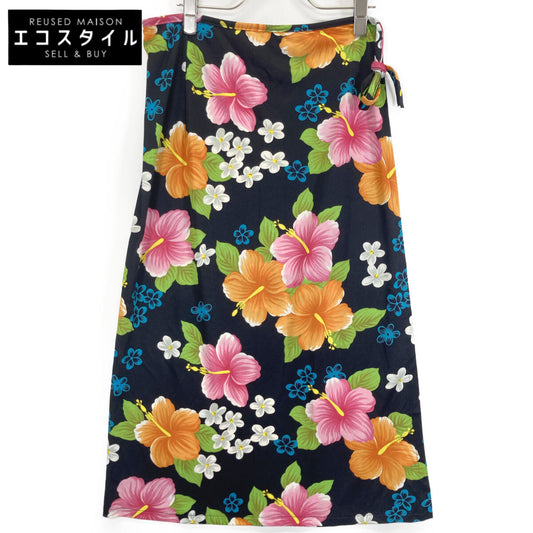 DOLCE&GABBANA ドルチェアンドガッバーナ G551/1330 ブラック×マルチカラー 花柄 パレオ スカート