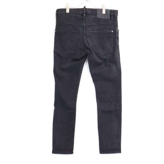 DSQUARED2 S74LB0928 SKATER JEAN Black Button Fly Tapered Denim Pants Bottoms 46 Men's