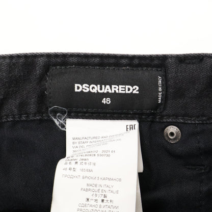 DSQUARED2 ディースクエアード S74LB0928 SKATER JEAN/溜冰裤 黑色 纽扣门襟 锥形牛仔裤 下装 46 男士