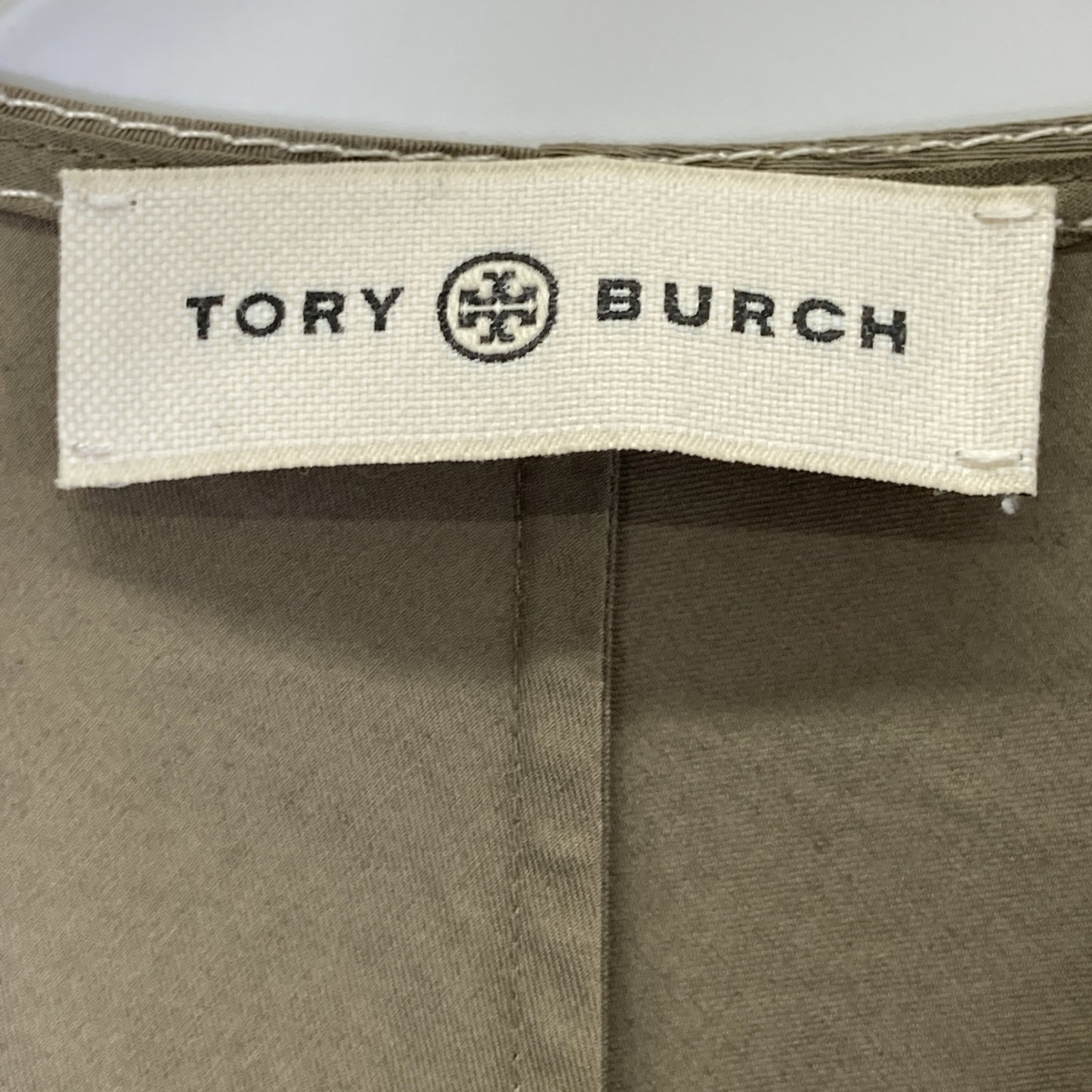 Tory Burch Khaki Sleeveless Belted Wrap Gathered Dress