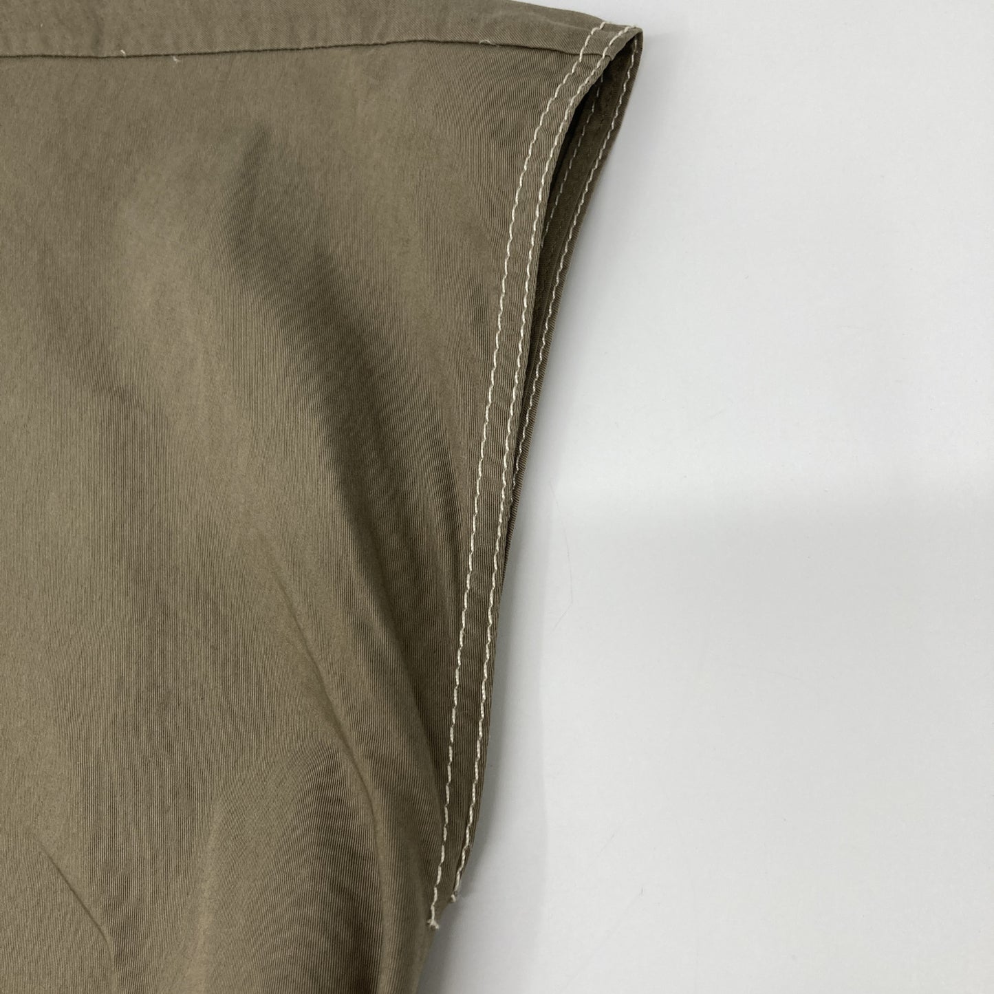 Tory Burch Khaki Sleeveless Belted Wrap Gathered Dress