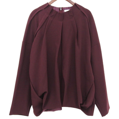 TUCK-NECK PULLOVER Rayon Blend Top, Women's, Bordeaux, 38, 300HA230-0021, 24AW, Top, 38, Women's