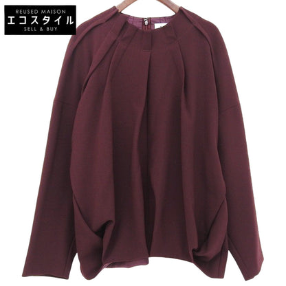 TUCK-NECK PULLOVER Rayon Blend Top, Women's, Bordeaux, 38, 300HA230-0021, 24AW, Top, 38, Women's