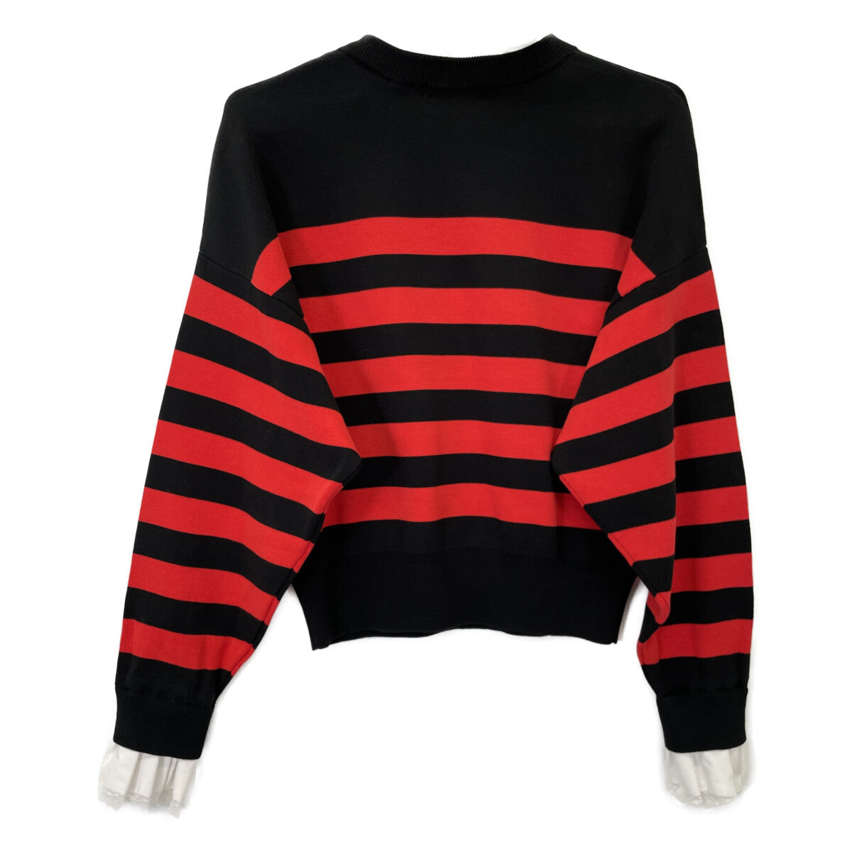 nagonstans ナゴンスタンス 470GA170-1680 レッド×ブラック コットン FRILL BORDER PULL OVER トップス