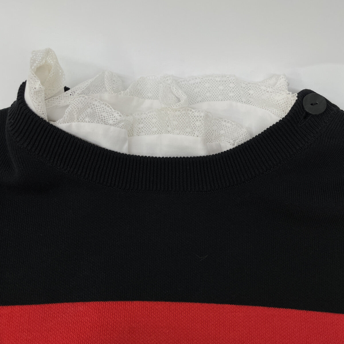 nagonstans ナゴンスタンス 470GA170-1680 レッド×ブラック コットン FRILL BORDER PULL OVER トップス