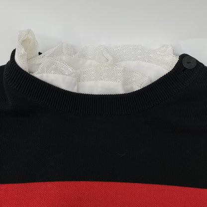 nagonstans ナゴンスタンス 470GA170-1680 レッド×ブラック コットン FRILL BORDER PULL OVER トップス