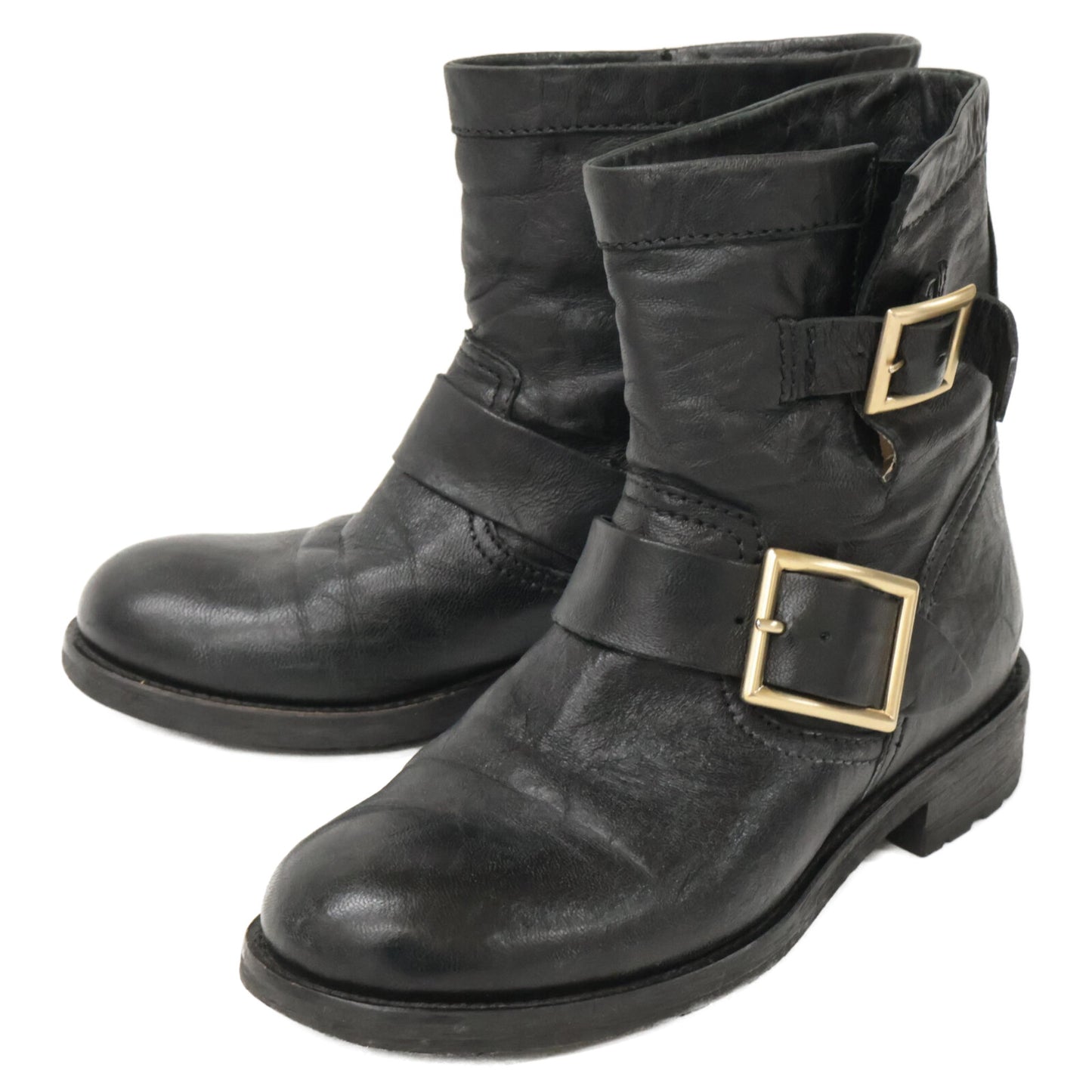 JIMMY CHOO Youth Short Engineer Boots Shoes 34 1/2 Ladies