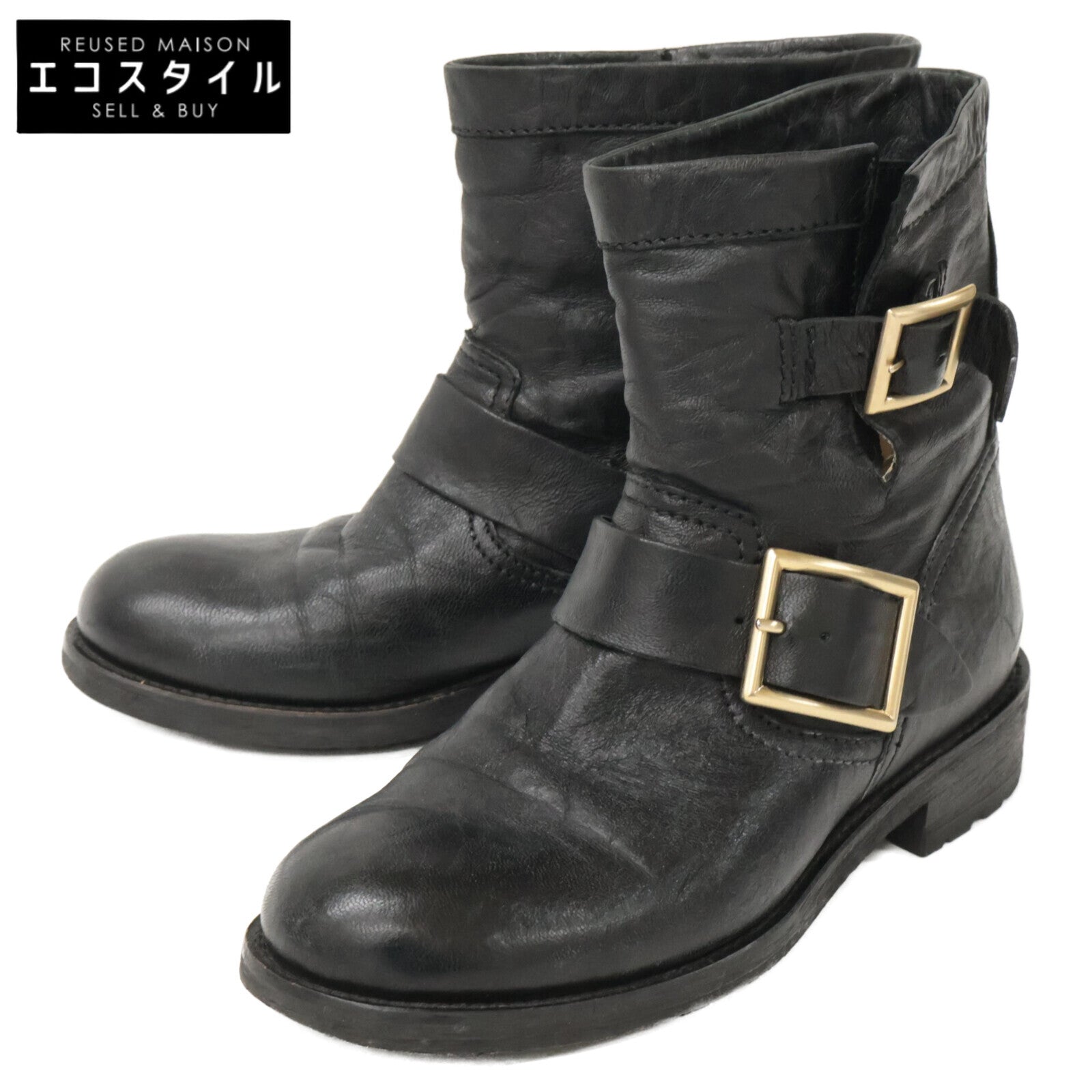 JIMMY CHOO Youth Short Engineer Boots Shoes 34 1/2 Ladies