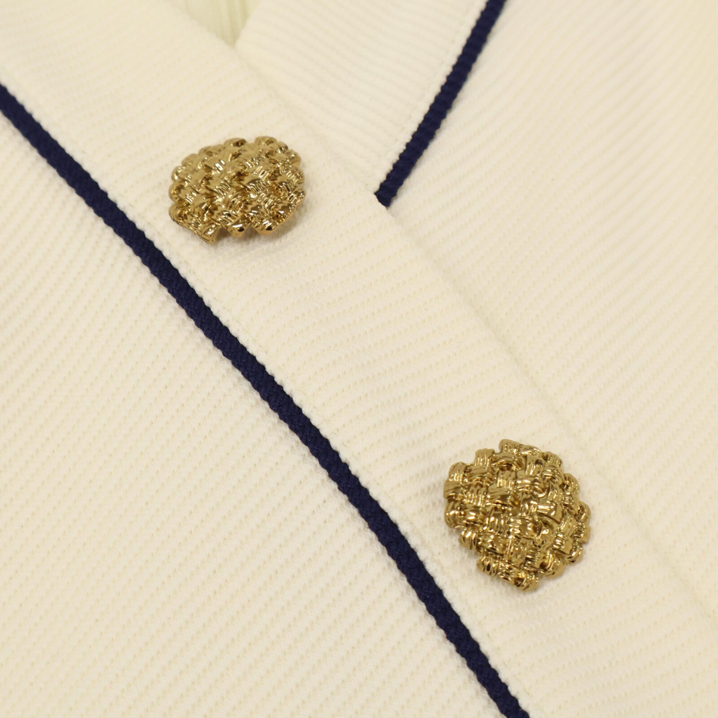 GUCCI 古驰 653408/670292 白色 蓝色饰边 运动连衣裙 金色纽扣裹身连衣裙 连衣裙
