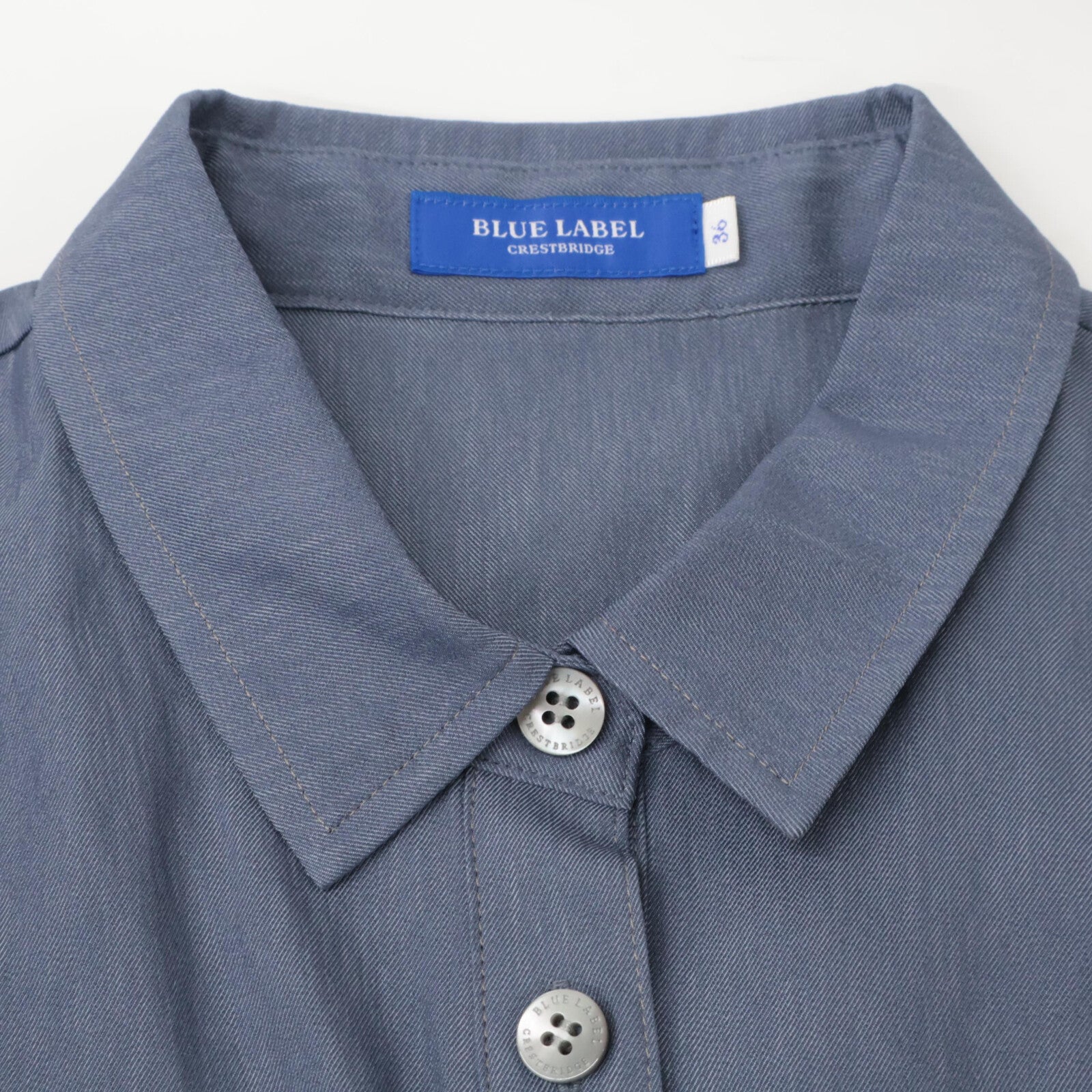 BLUE LABEL CRESTBRIDGE 蓝标克雷斯特布里奇 24年款 蓝色竹节府绸斜纹连衣裙