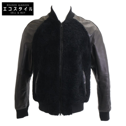 ELIOT Lamb Leather x Mouton Boa Panelled Zip-Up Blouson Jacket 48 Men's