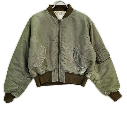 Whim Gazette WGZ1022108A0002 Khaki Nylon Vintage-Processed MA-1 Zip Blouson Jacket F